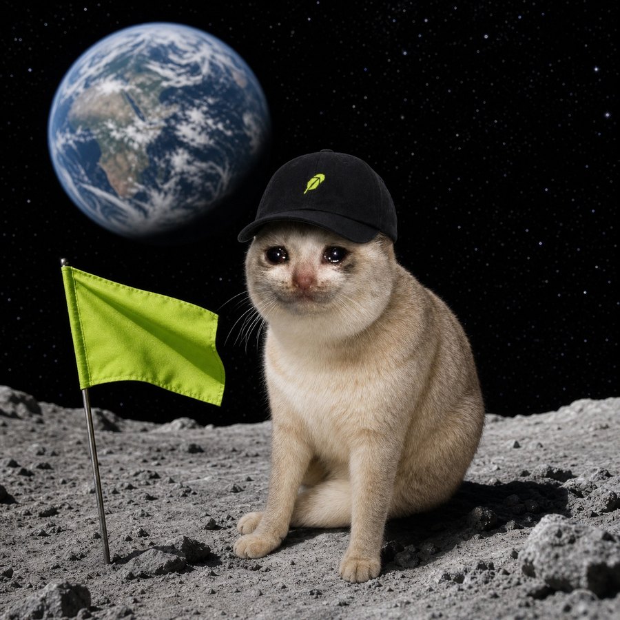 First sad cat on the moon